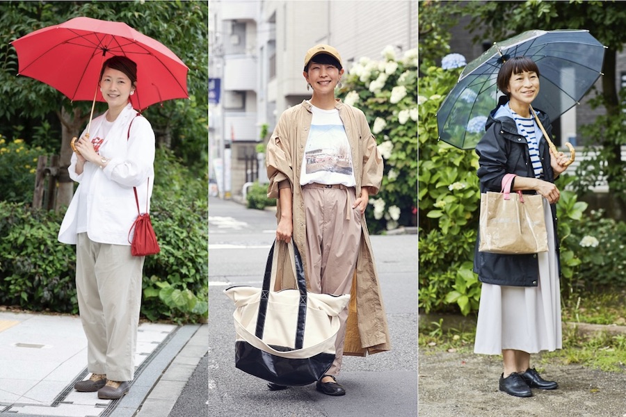 雨の日の梅雨おしゃれSNAP（スナップ）。小林友里子さん、仁田ときこさん、佐藤かなさん