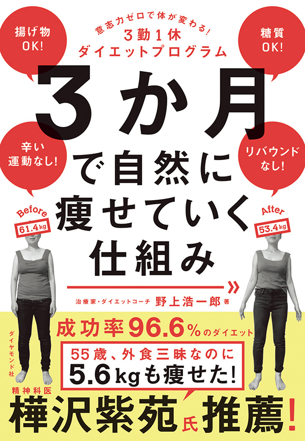 野上浩一郎 さん書籍 『3勤1休ダイエットプログラム3か月で自然に痩せていく仕組み』