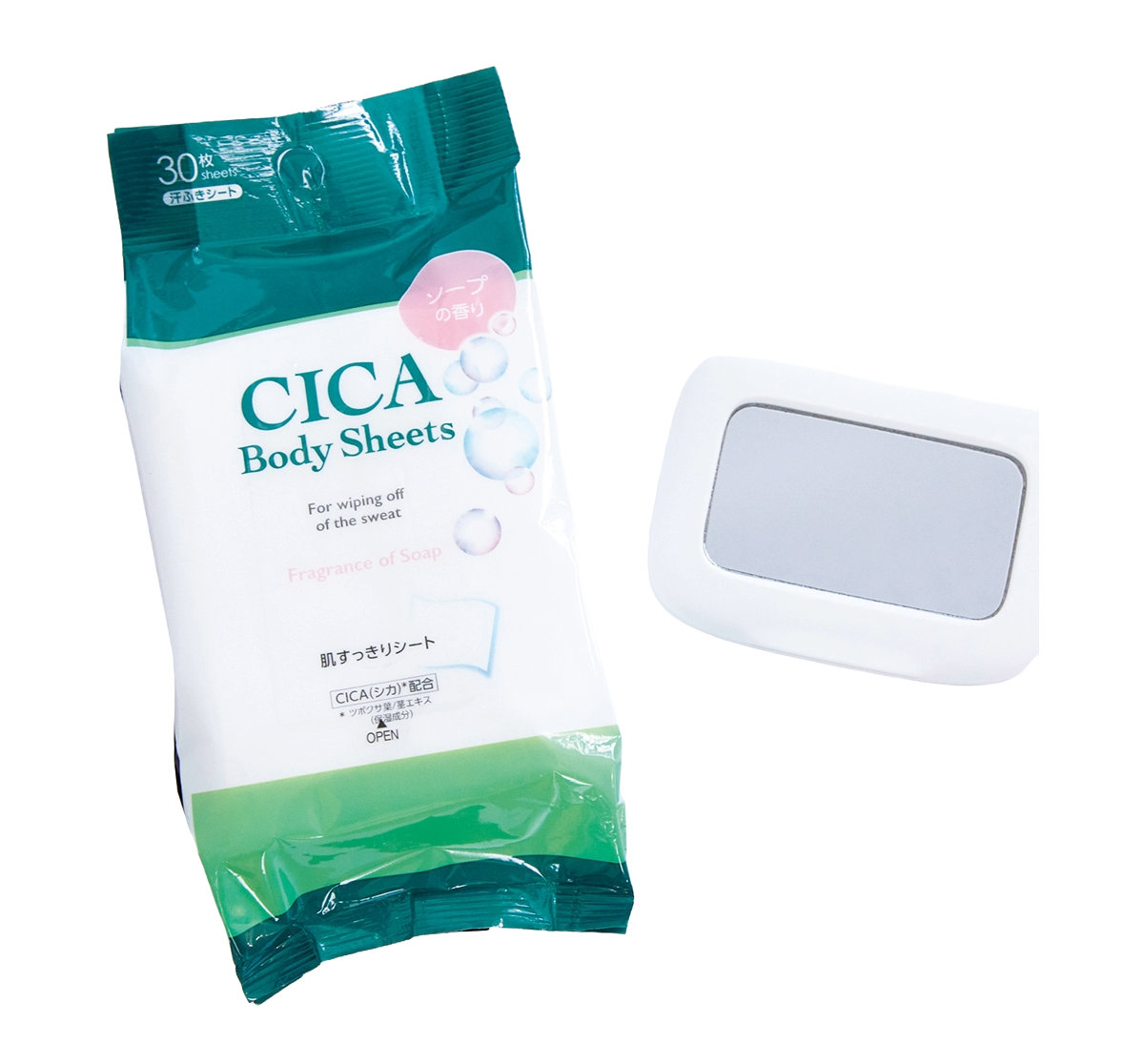 ボディシートとウエットシートのフタミラー付き