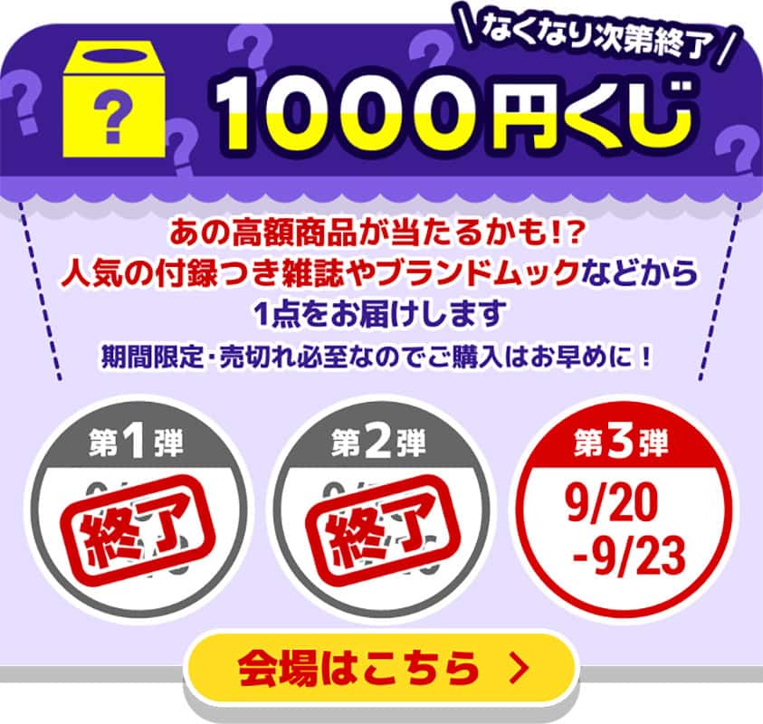 絶対お得な「1,000円くじ」が一番人気！ 中身は届いてからのお楽しみ！？