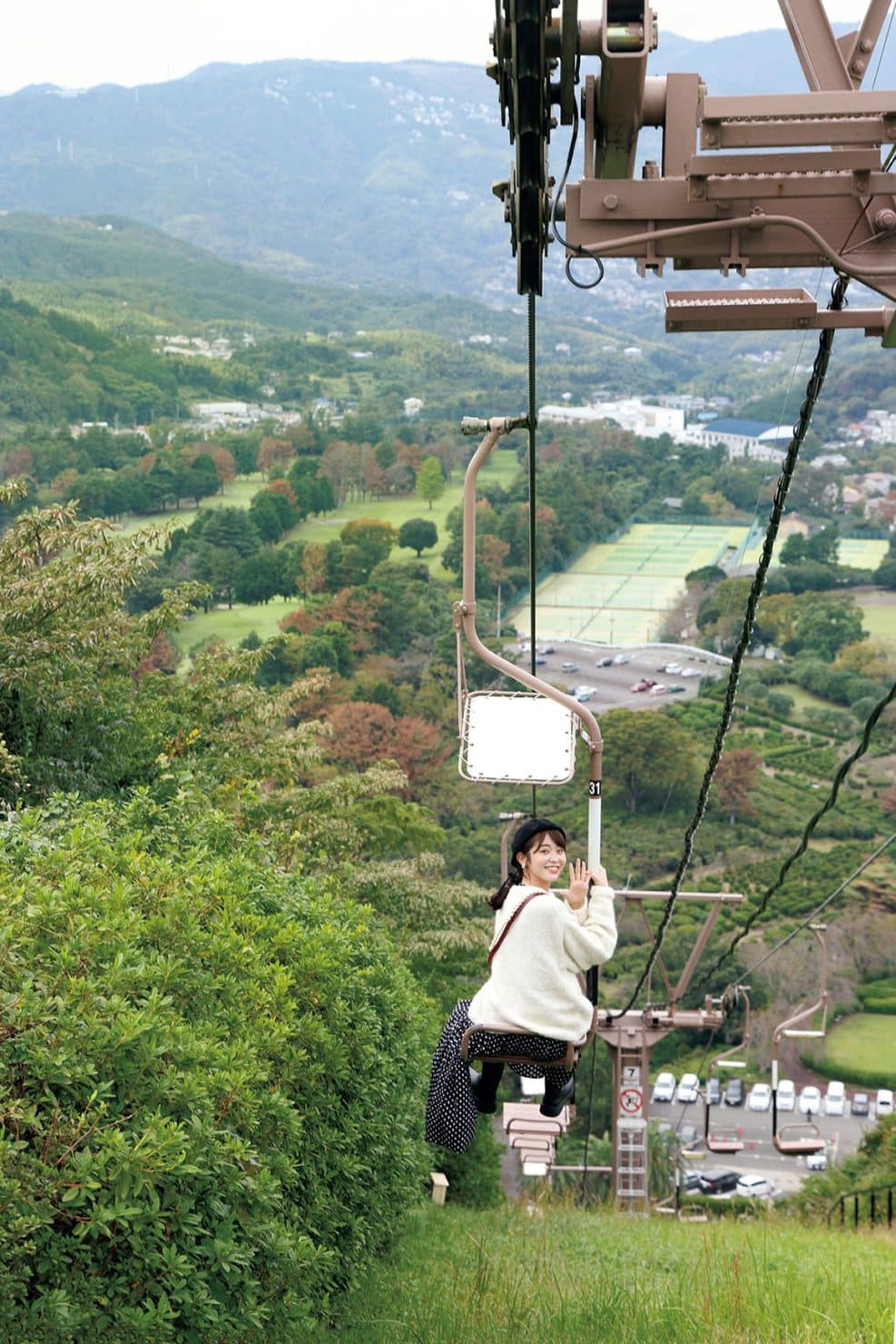 小室山リッジウォークのレトロなリフト