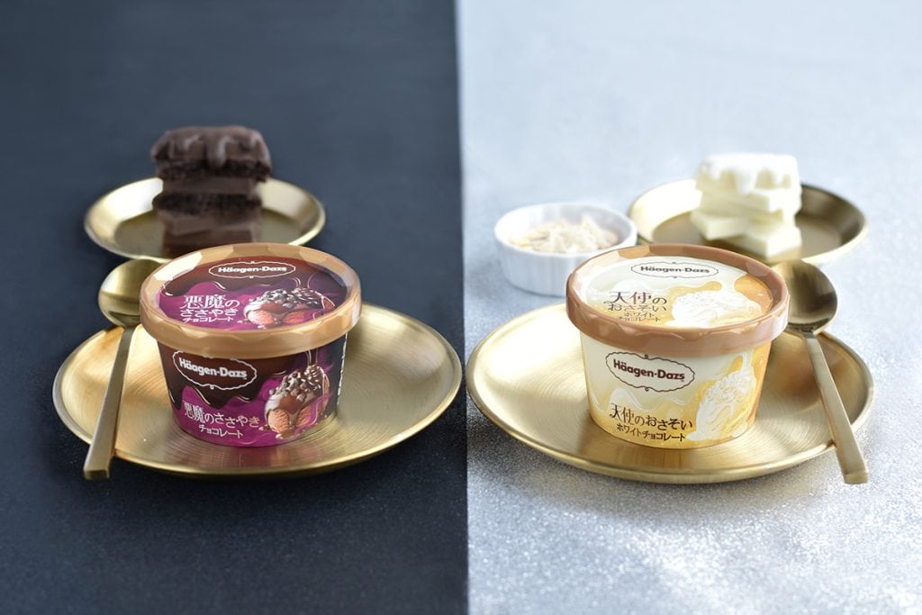 【2025年9月30日(火)発売】 ミニカップ 悪魔のささやき「チョコレート」・天使のおさそい「ホワイトチョコレート』」