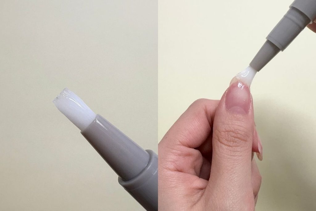 ベースジェルを筆に適量出して、爪に塗っていきます