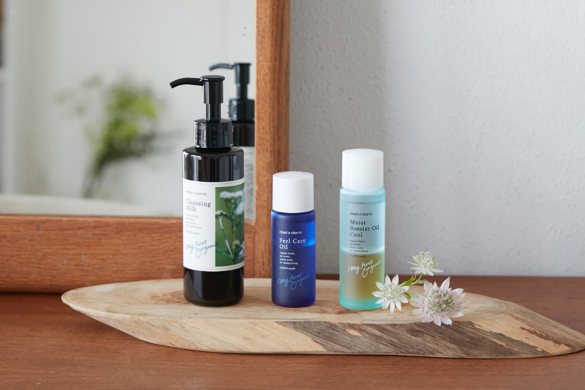 chant a charm［チャントアチャーム］ クレンジングミルク、ピールケアオイル、モイストブースターオイル クール