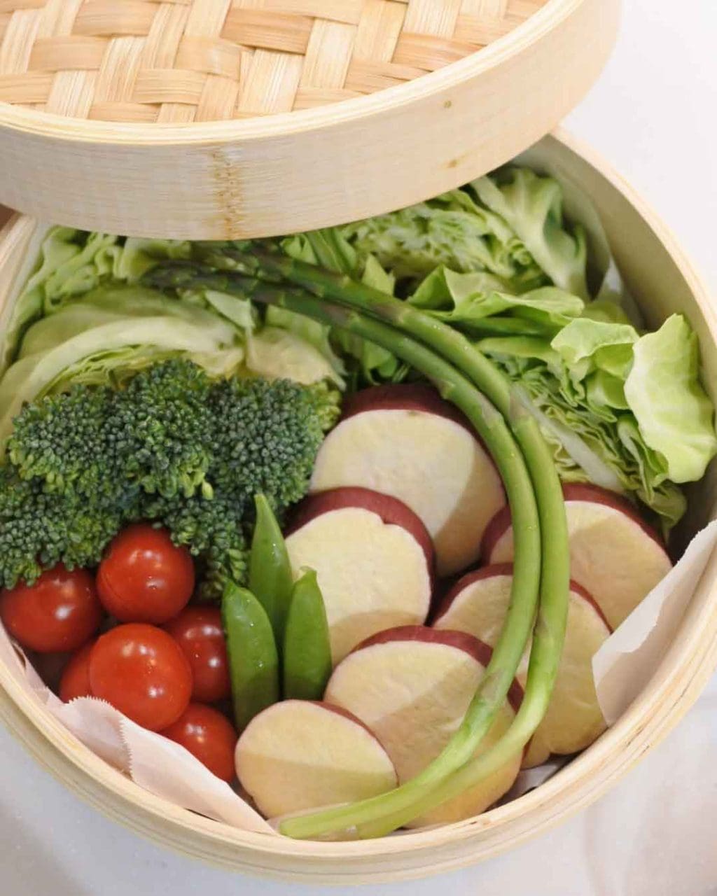 無印良品の蒸篭（せいろ）を使って作った蒸し野菜