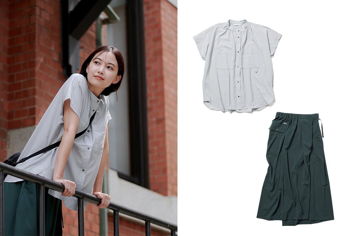【美品】NANGA ナンガ エクスカーション　Lサイズ　ブラウス【ウィメンズ】 NANGA｜エクスカーションショートスリーブブラウス （ウィメンズ