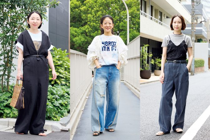 30代～40代の人気おしゃれプレス3人の夏のTシャツ着まわしコーディネート