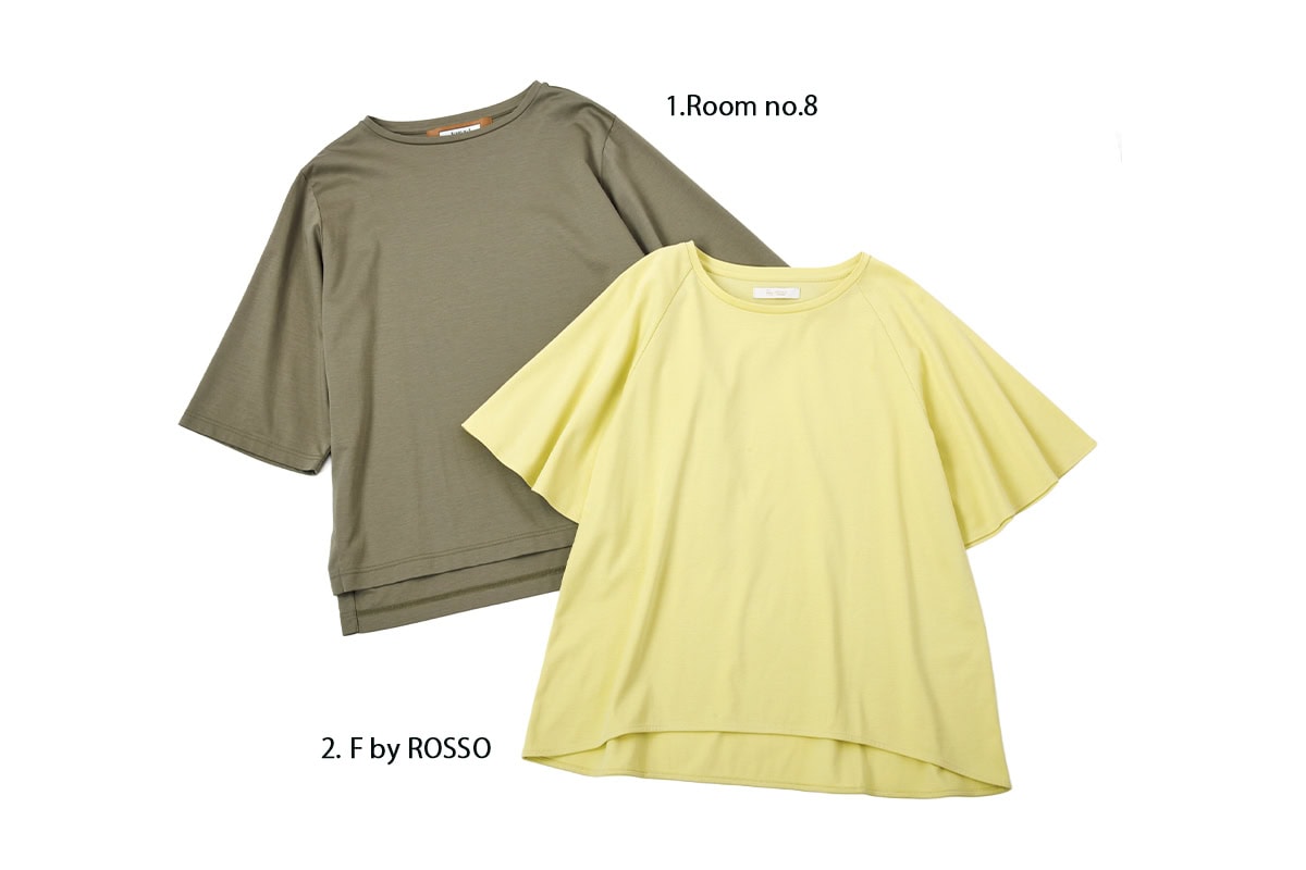 ルームエイトとエフバイロッソの袖にニュアンスがあるTシャツがおすすめ！