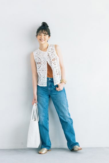 ゆべしさんは大人の夏色を挿し色にデニムをレースでクラスアップ
