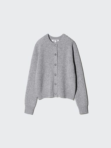 ウールブレンドクルーネックカーディガン