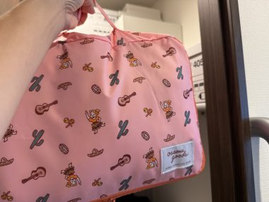 「オサムグッズ」の大判ポーチは、持ち手付きなので、収納ボックス間の隙間に入れても取り出しやすい！【リンネル付録】