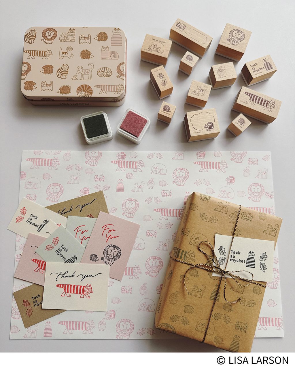 【リサ・ラーソン付録の木製スタンプの活用術】オリジナルの紙タグや包装紙を作って、思いを伝える贈り物に！：valoさんのかわいいもの探し