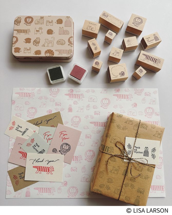 【リサ・ラーソン付録の木製スタンプの活用術】オリジナルの紙タグや包装紙を作って、思いを伝える贈り物に！：valoさんのかわいいもの探し