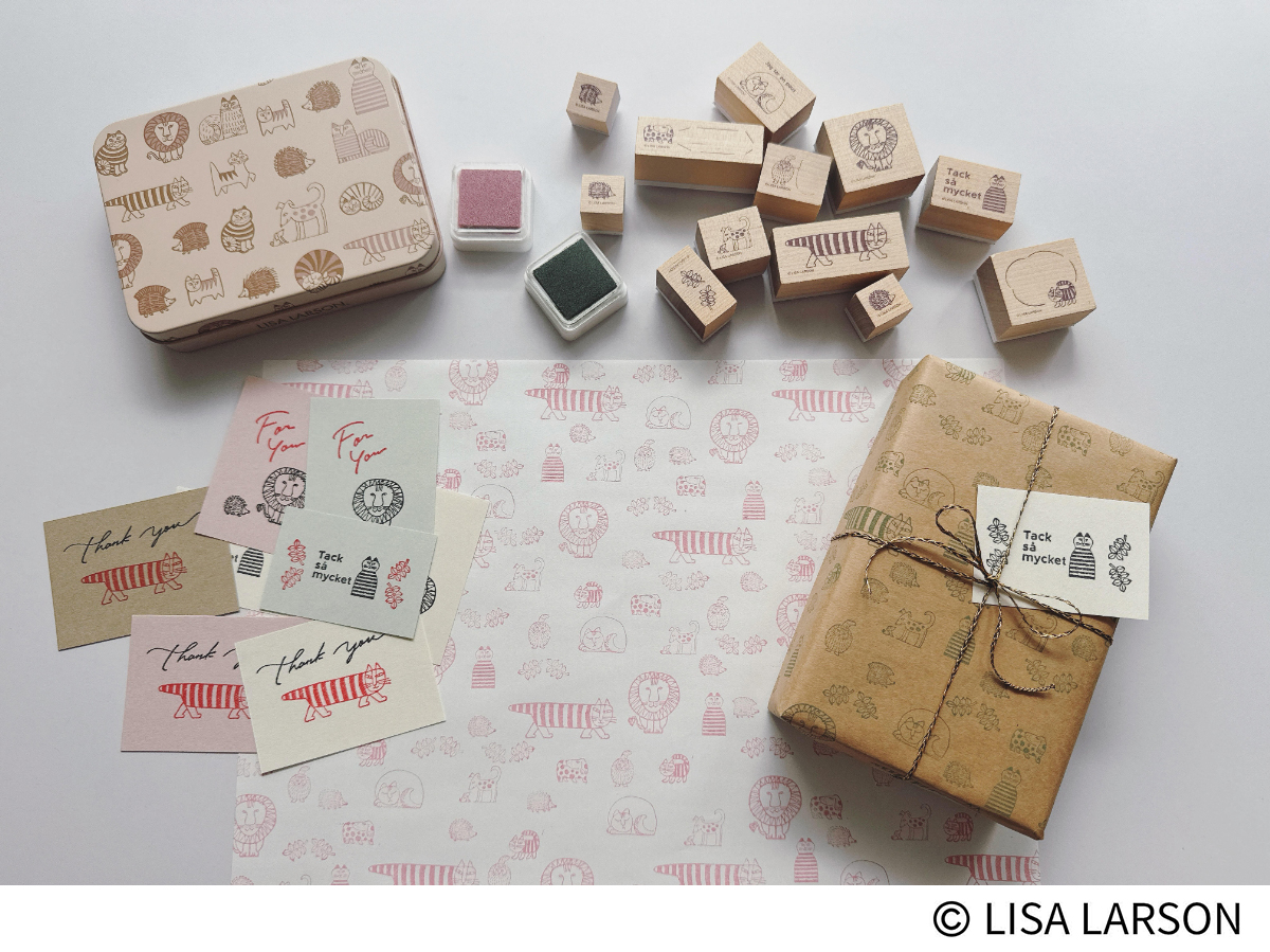 【リサ・ラーソン付録の木製スタンプの活用術】オリジナルの紙タグや包装紙を作って、思いを伝える贈り物に！：valoさんのかわいいもの探し