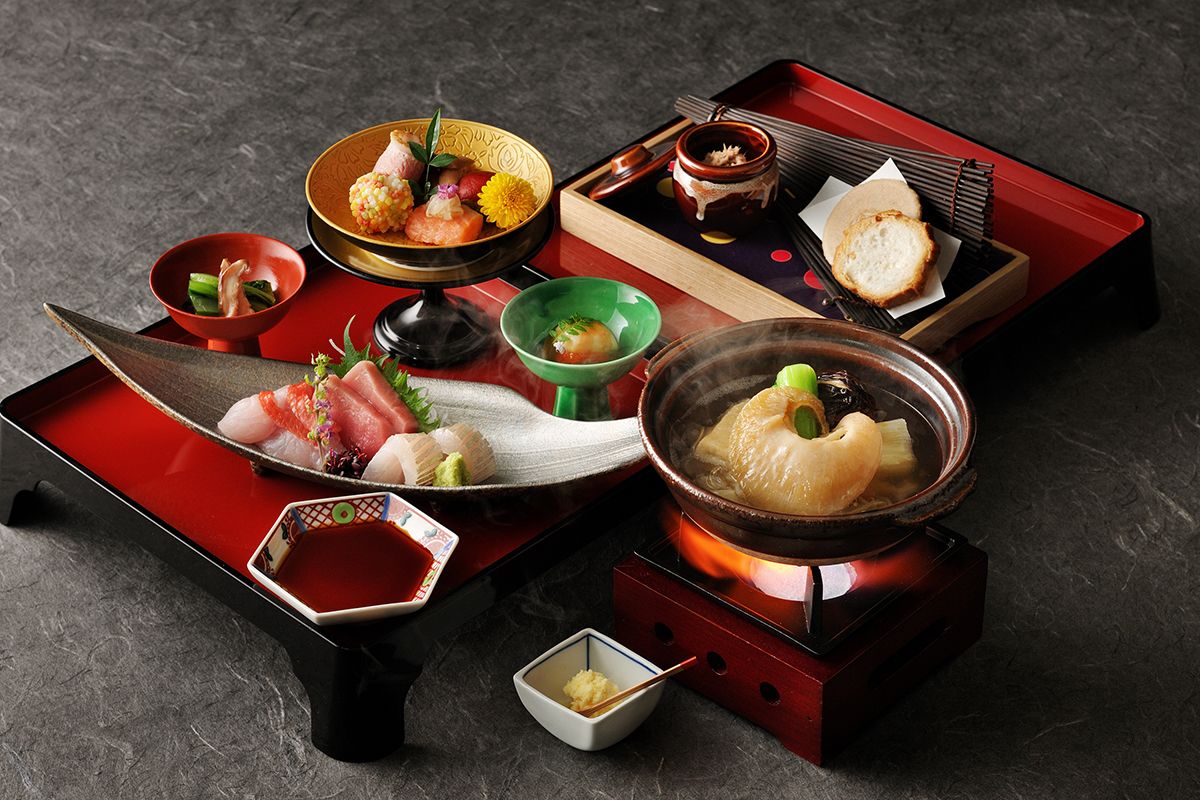 「界 秋保」で食べられる「新伊達会席」は、ふかひれや海の幸がたっぷり堪能できる