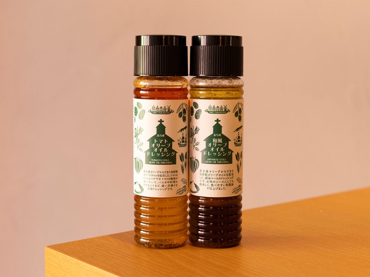 【ハウステンボスのおすすめおみやげ】和風オイルオリーブドレッシングトマトオリーブオイルドレッシング、トマトオリーブオイルドレッシング