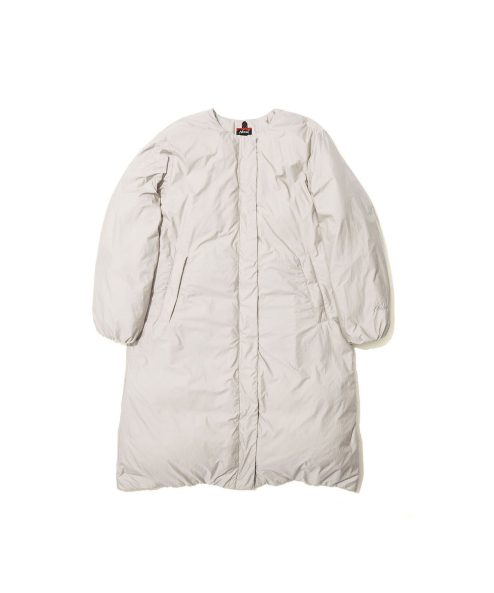 ノーカラーダウンロングコート