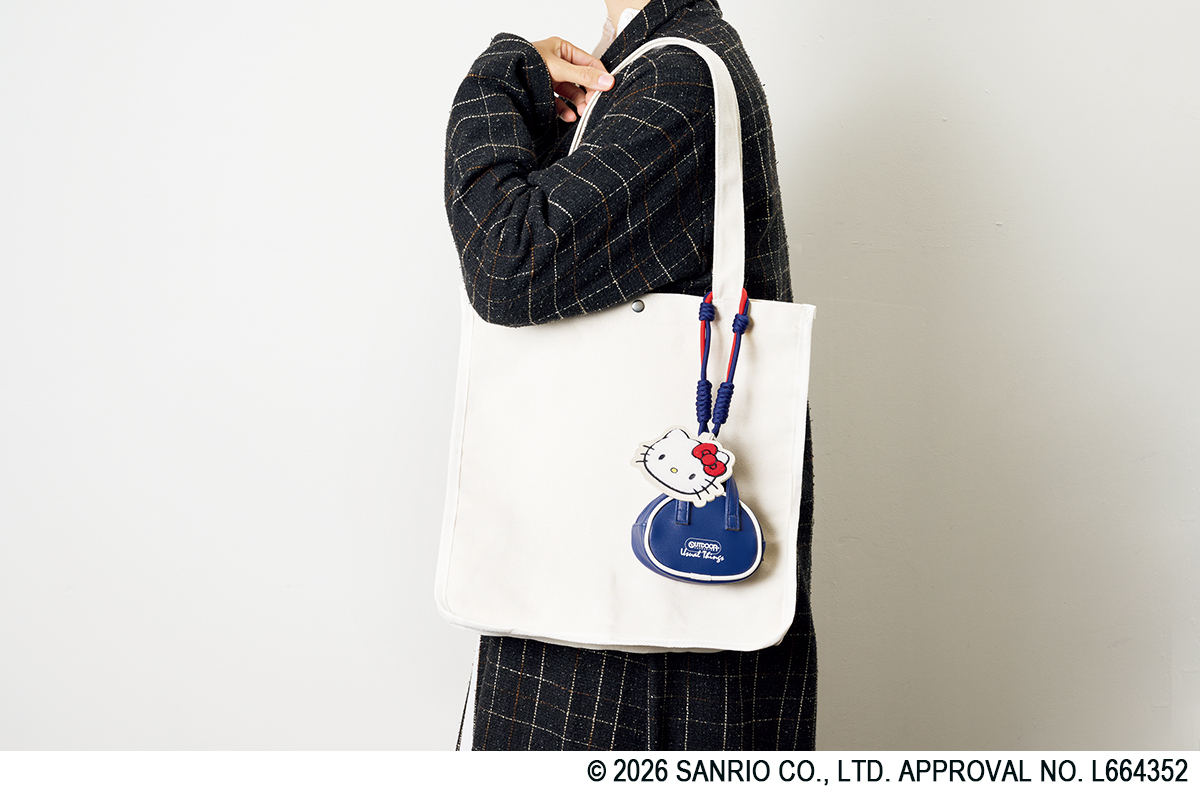 「ハローキティ」「アウトドアプロダクツ」ミニサイズがかわいい!顔形&バッグ形ポーチ&チャームセットは、トートバッグにつけるとアクセントに【リンネル2月号】