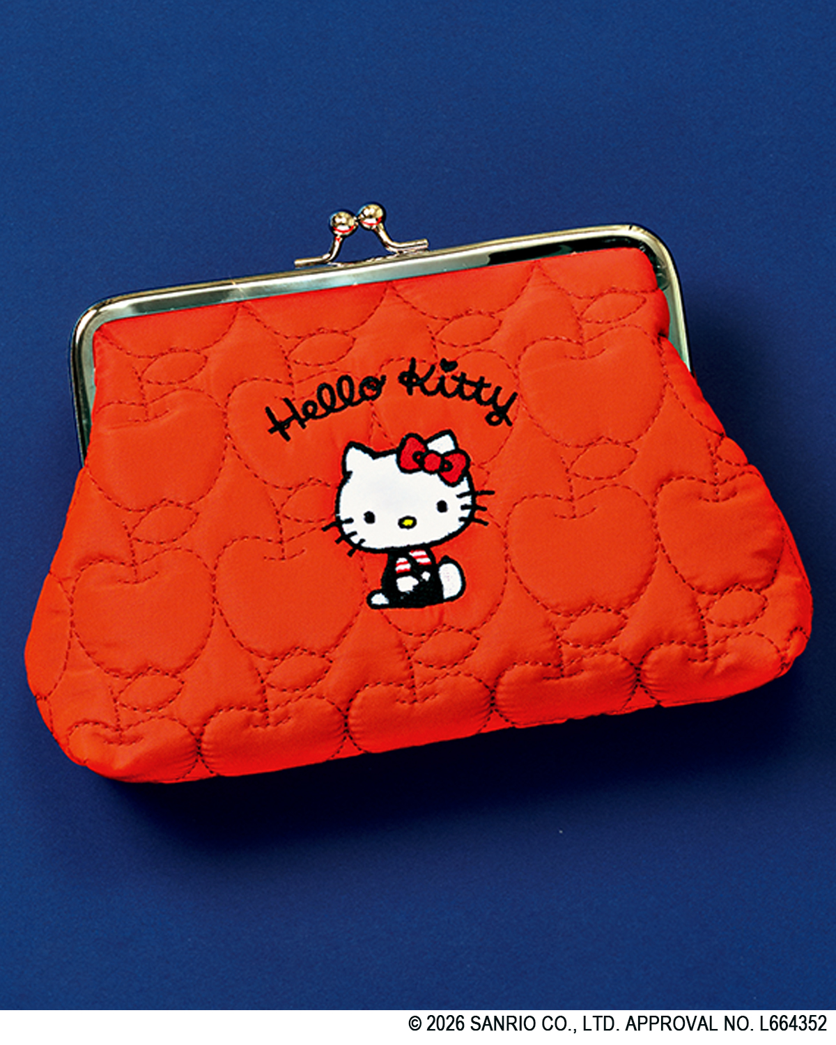 リンネル3月号増刊付録「ハローキティ」の刺しゅう入りがま口ポーチ】 コスメやガジェット入れに便利!