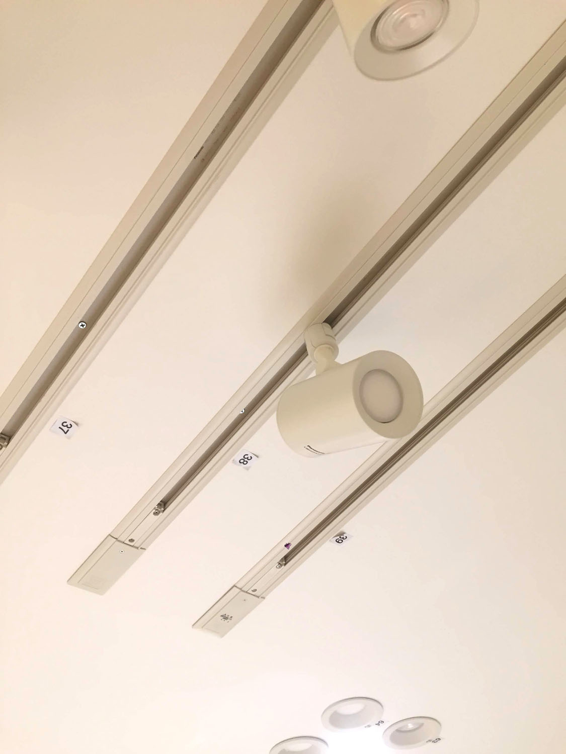 天井照明はスポットライトに