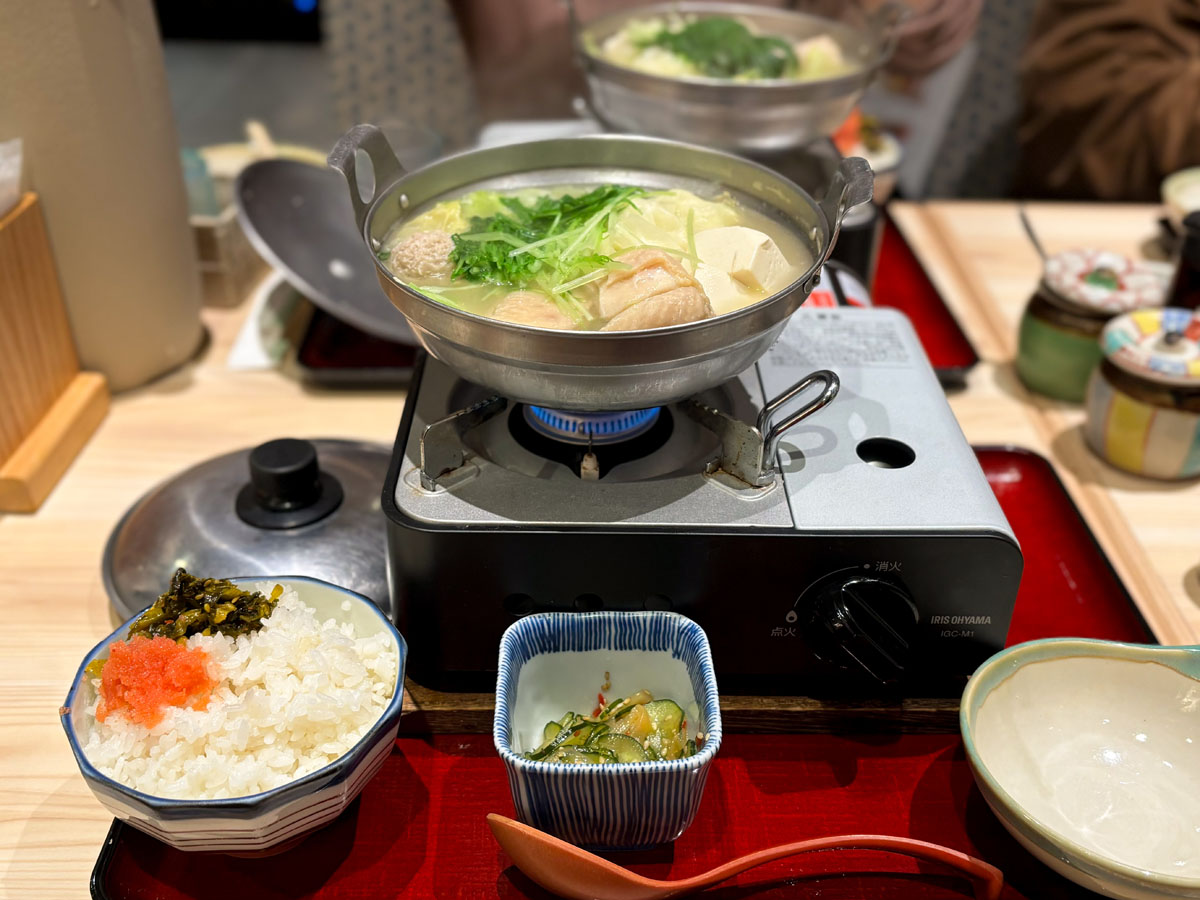 喜水丸で、水炊きと明太子の朝ごはん