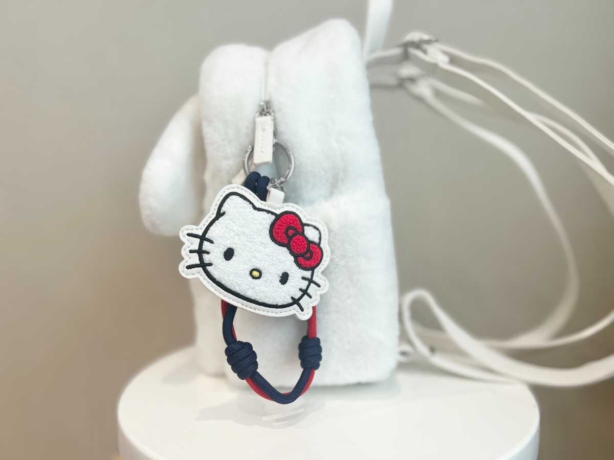 リンネル3月号付録 ハローキティ×アウトドアプロダクツ付録 バッグ形ポーチ&顔型ポーチのチャームセット