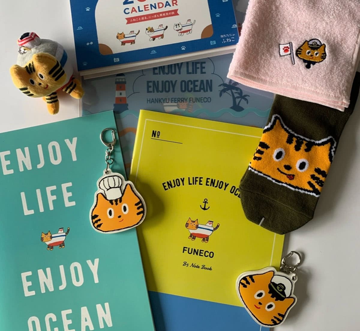 阪九フェリー公式マスコットキャラクター「ふねこ」のグッズ