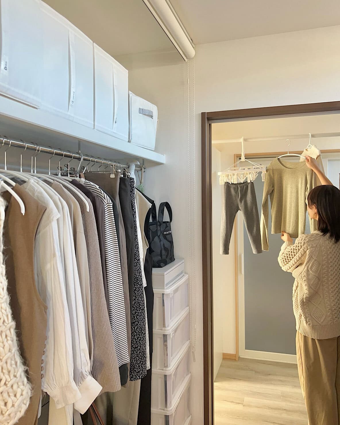 部屋干し→畳まずそのままクローゼットで整理整頓
