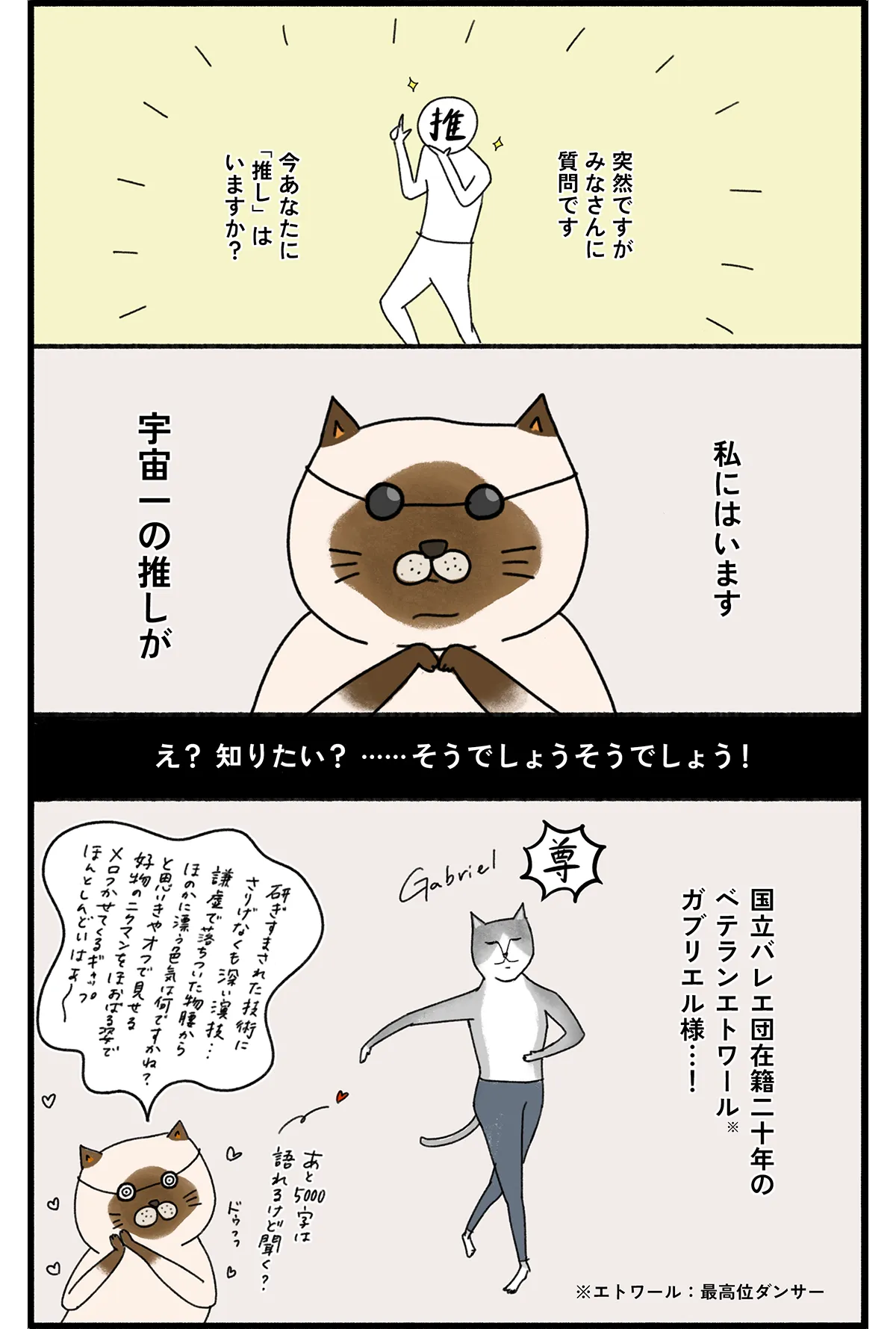 バレリーナの猫が主役の漫画『クグロフの猫』6話 推し活