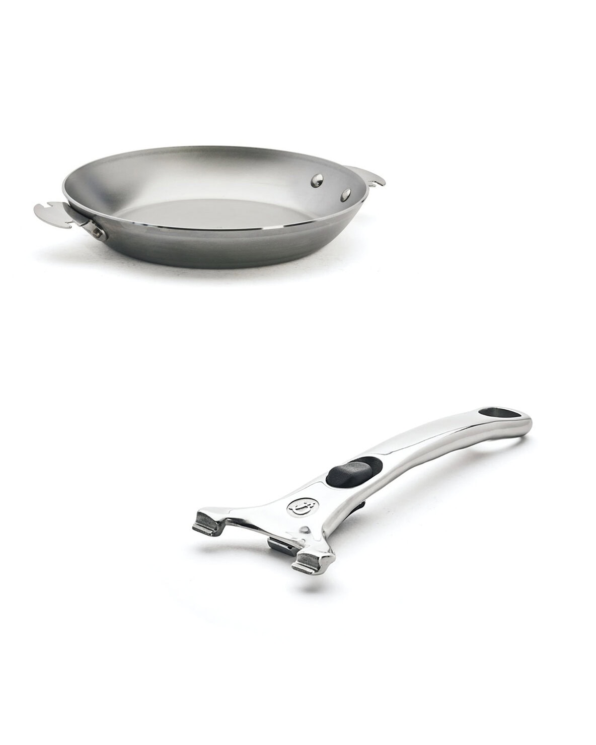 〈デバイヤー〉のロッキー鉄フライパンミネラルビー24cm&ステンレスハンドルセット