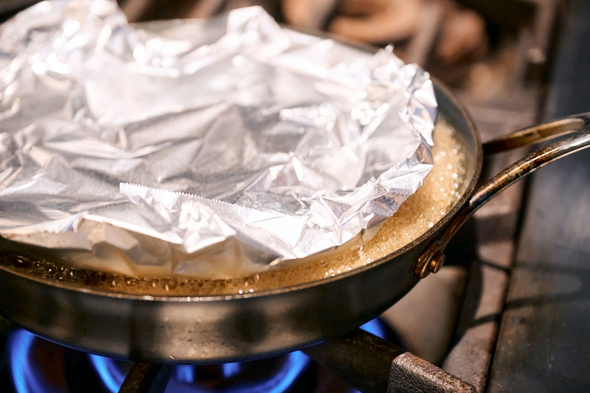 落し蓋はアルミホイルでOK