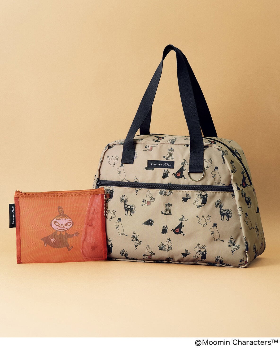 雑誌付録「ムーミン」「サマンサ モスモス」大容量がうれしい! たためるボストンバッグとメッシュポーチ【リンネル4月号付録】