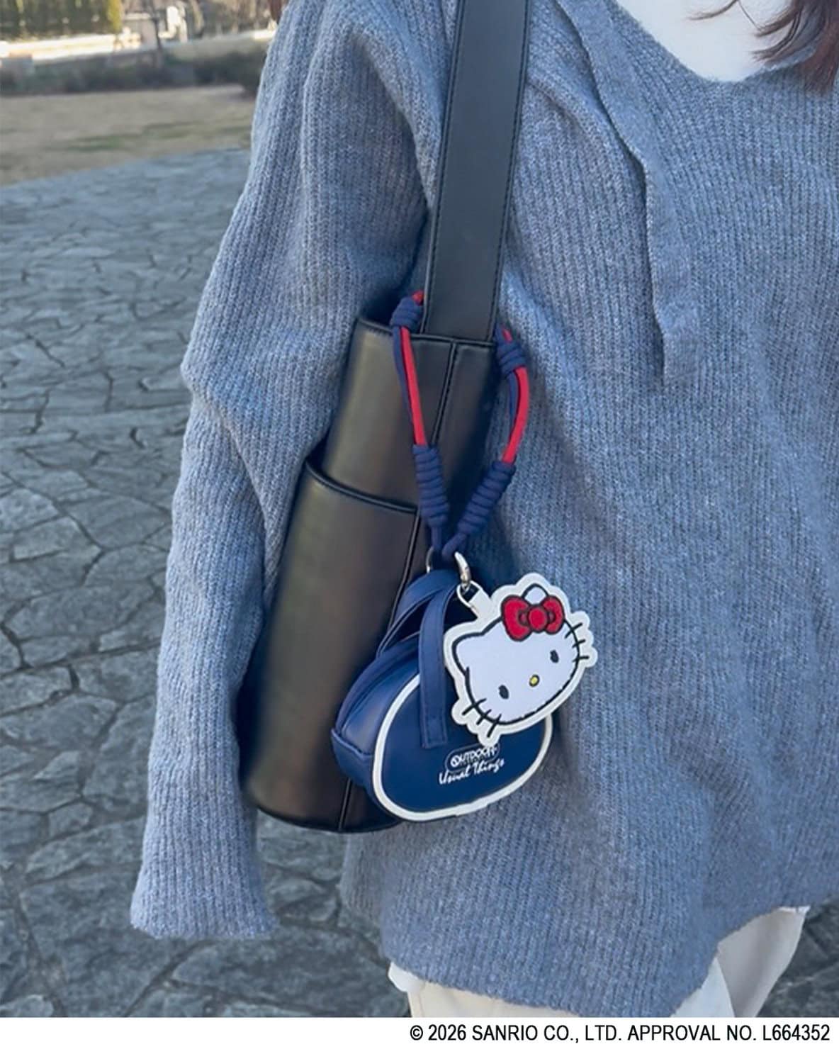 【リンネル付録】「ハローキティ」×「アウトドアプロダクツ」ミニサイズがかわいい!顔形&バッグ形ポーチなチャームセット編集Kは、コーデのワンポイントに