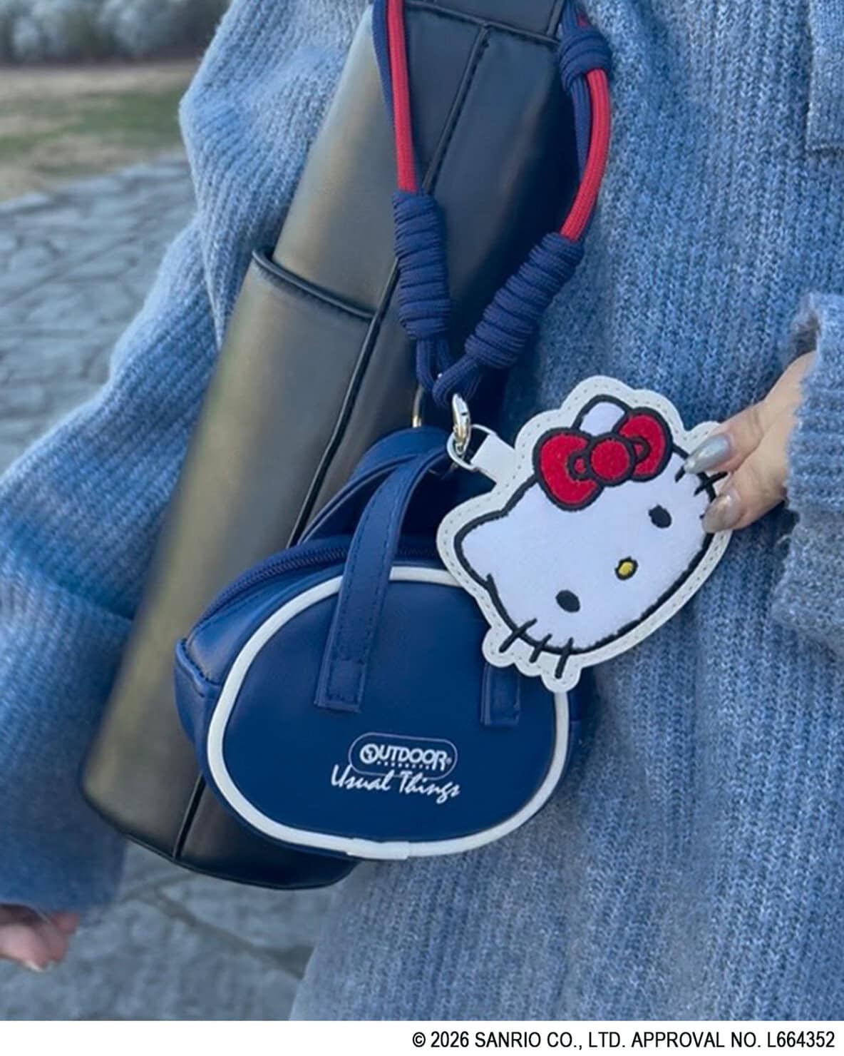 【リンネル付録】「ハローキティ」×「アウトドアプロダクツ」ミニサイズがかわいい!顔形&バッグ形ポーチなチャームセット編集Kは、コーデのワンポイントに