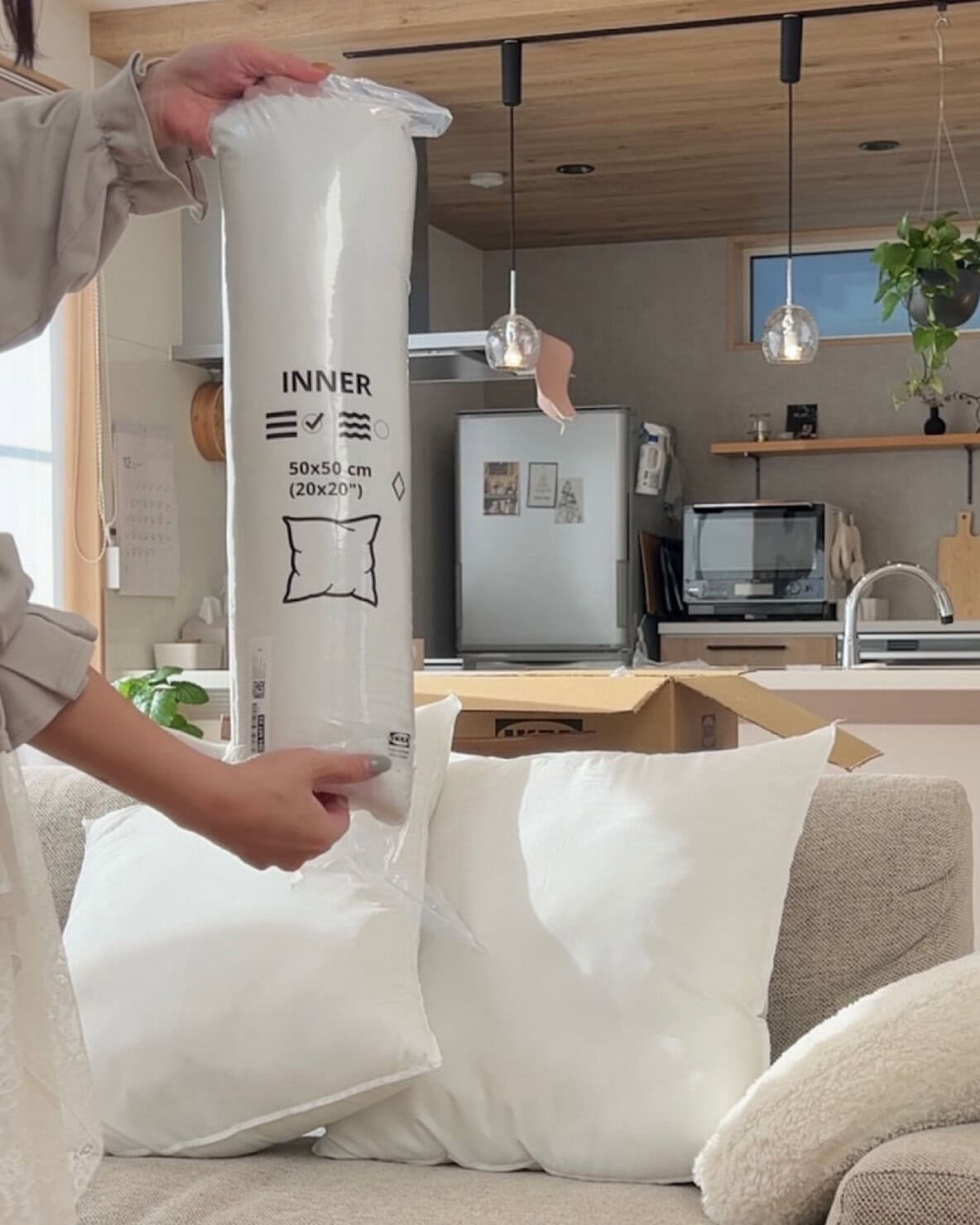 INNER インネルヌードクッション/ホワイト 50×50cm