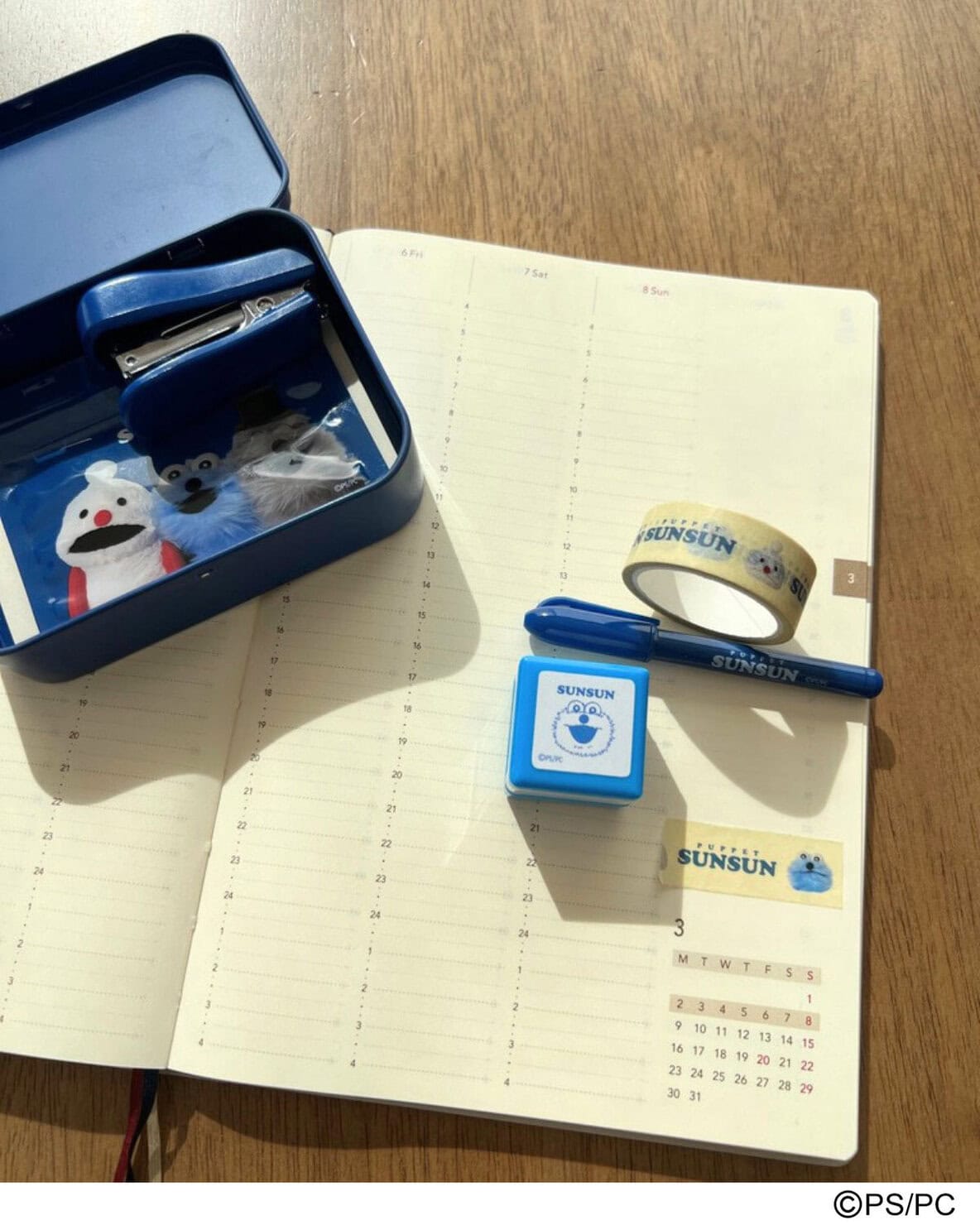 リンネル5月号パペットスンスン付録のマステ、スタンプと手帳