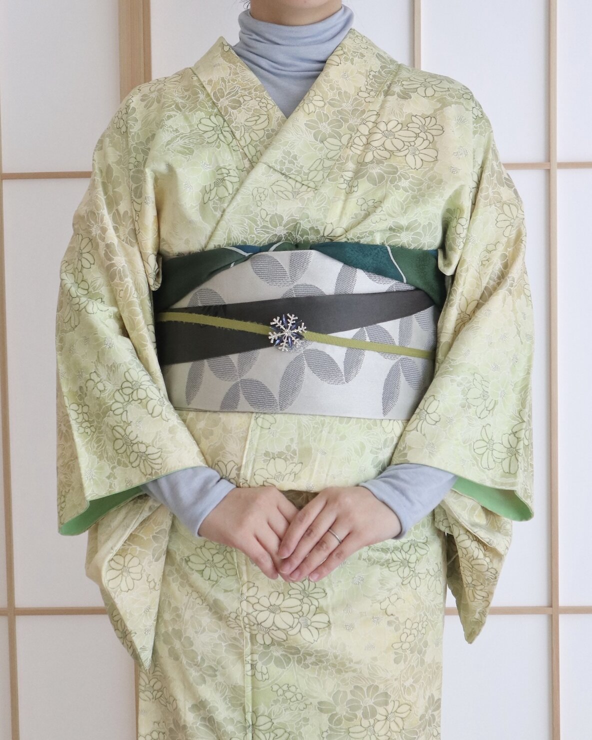 両足院へ行く日の着物コーディネート正面