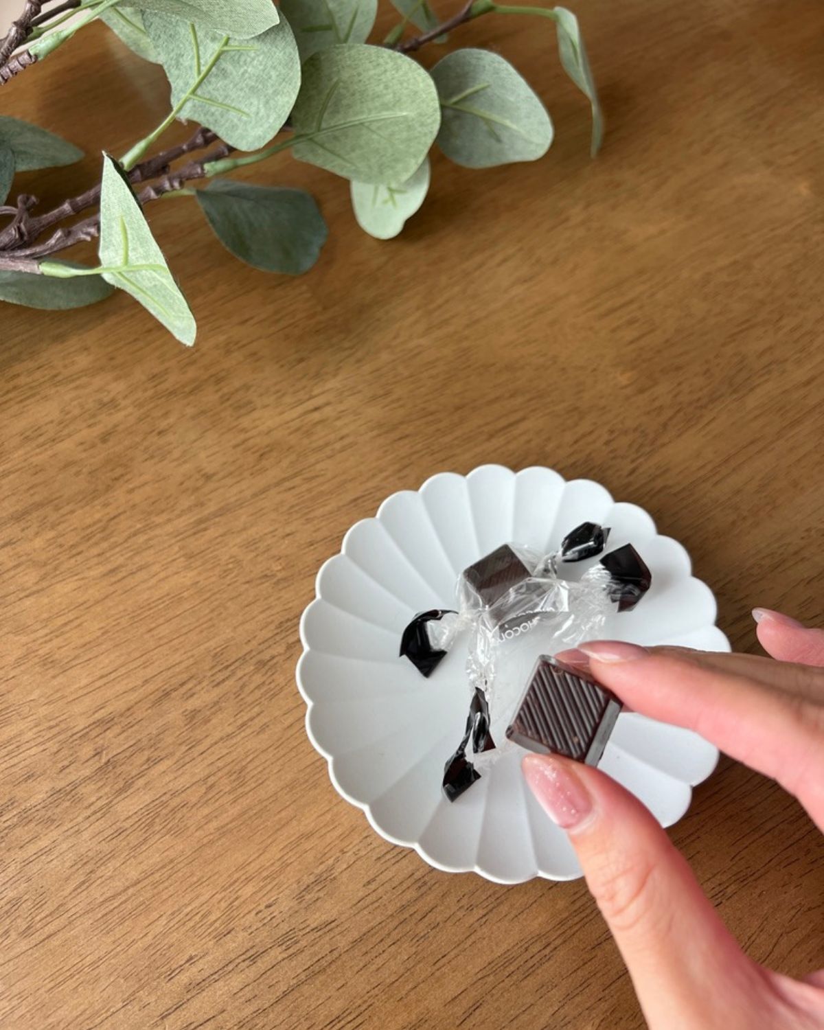 ハイカカオチョコレートと花型食器