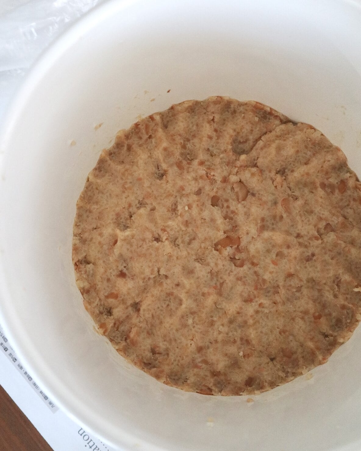 味噌を平らにならしたところ