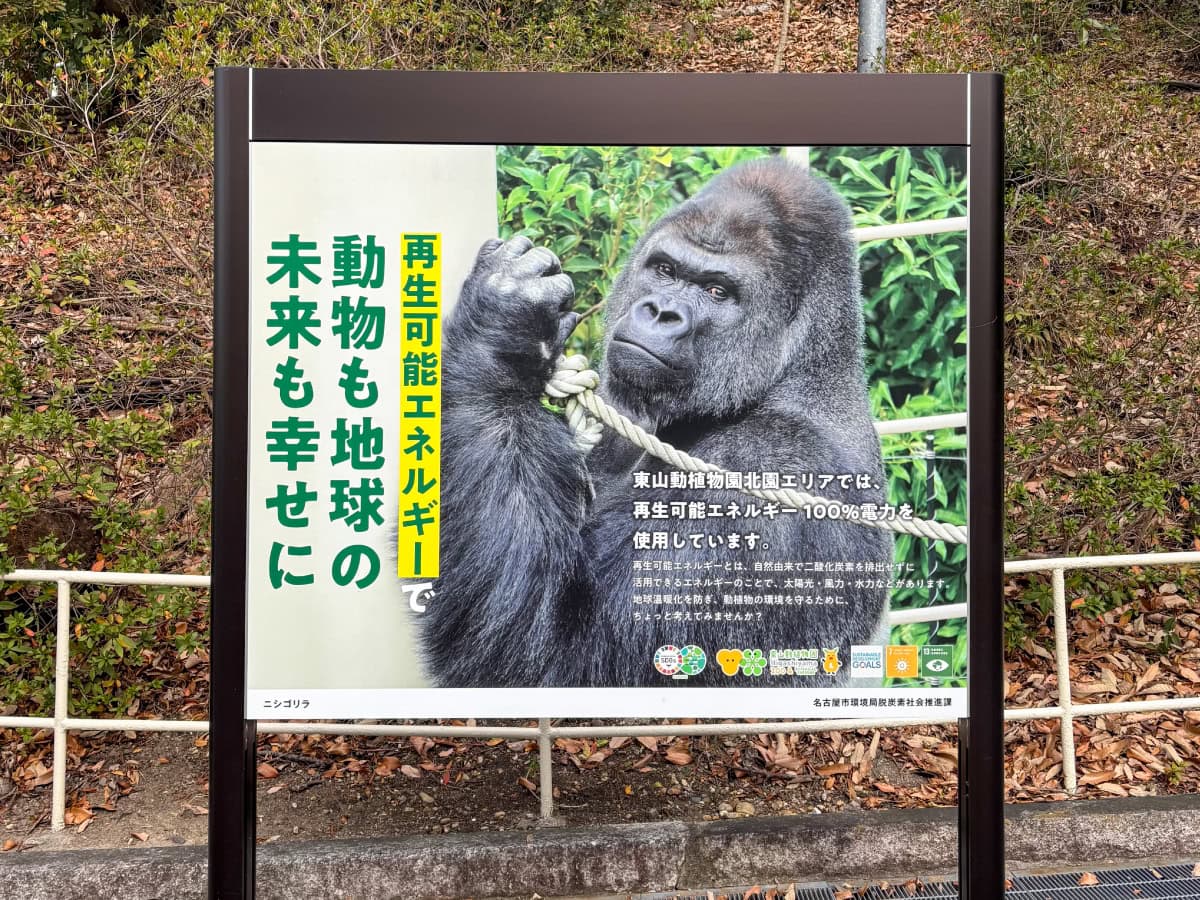 名古屋にある東山動植物園のゴリラの看板