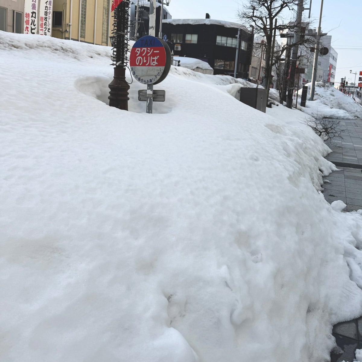 雪が積もり難易度が高いタクシー乗り場