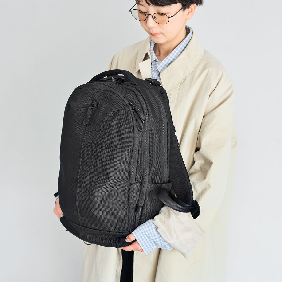 丈夫な素材感と安定感のあるフォルムの〈Incase(インケース)〉のTracks Backpack 25Lが、kinoko.さんのお気に入り