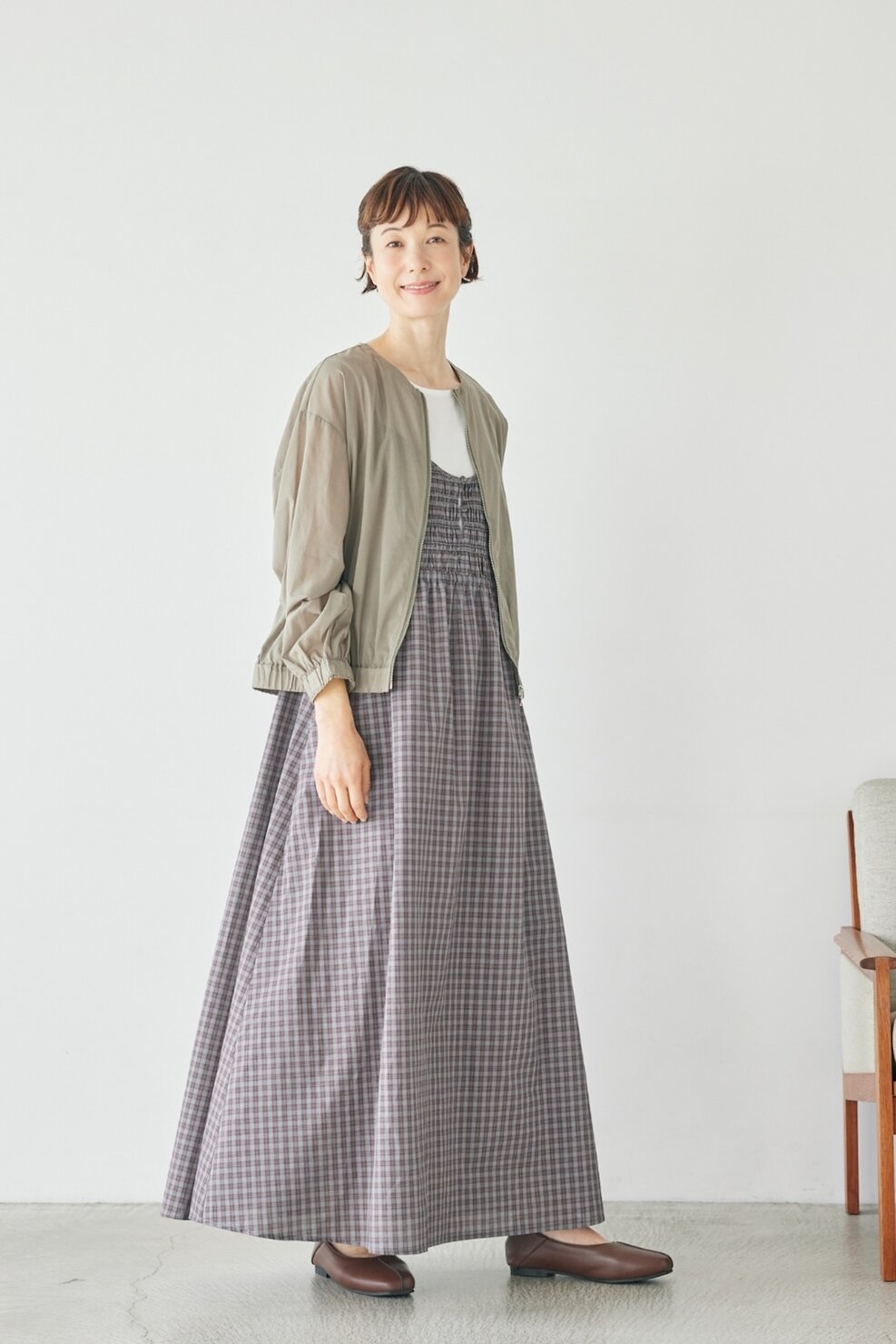 しまむらシーズンリーズン初夏のはおりの新定番「シアーブルゾン」のコーディネート