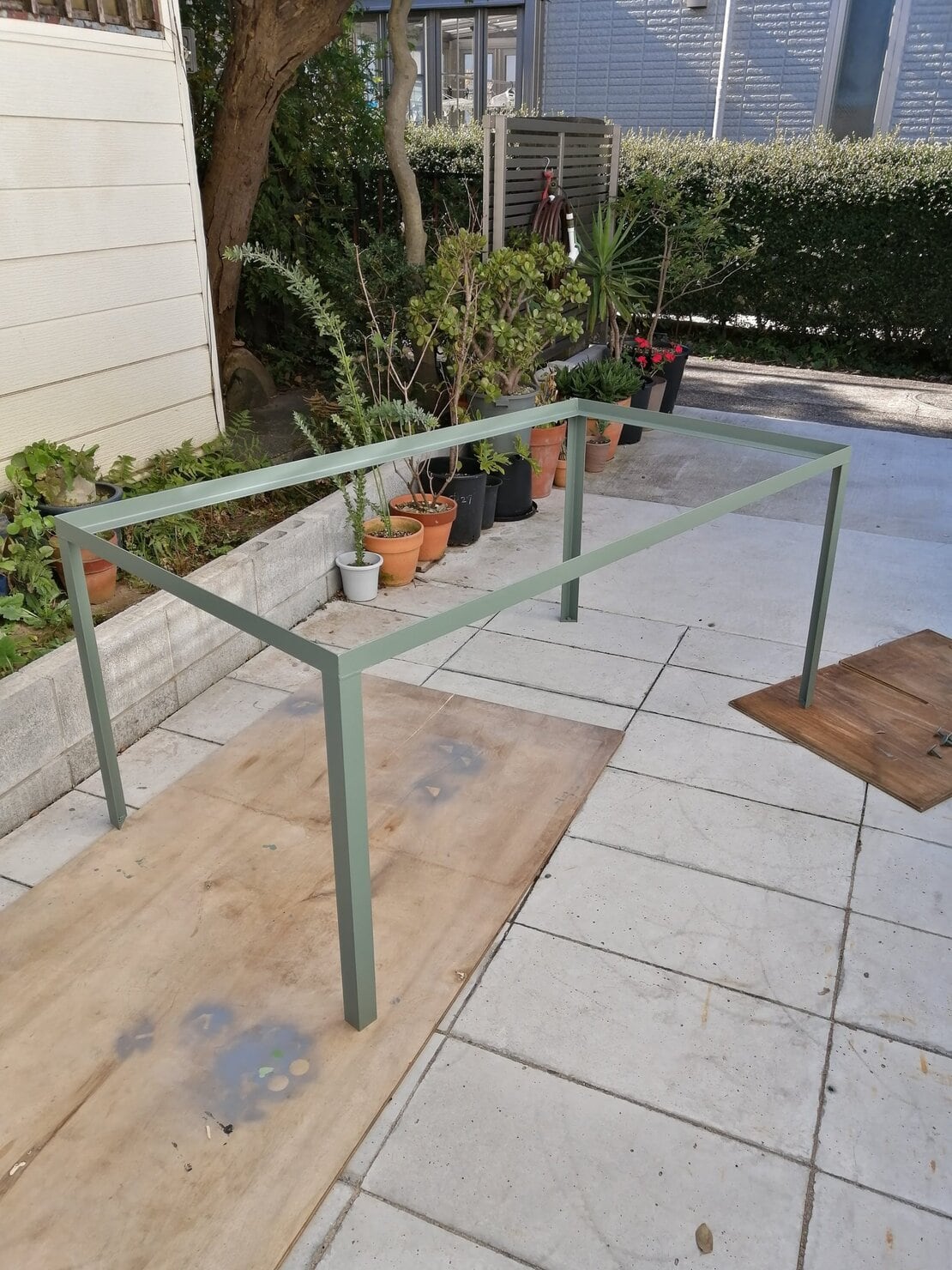 ハーフメイドテーブル グリーンペンキ塗り