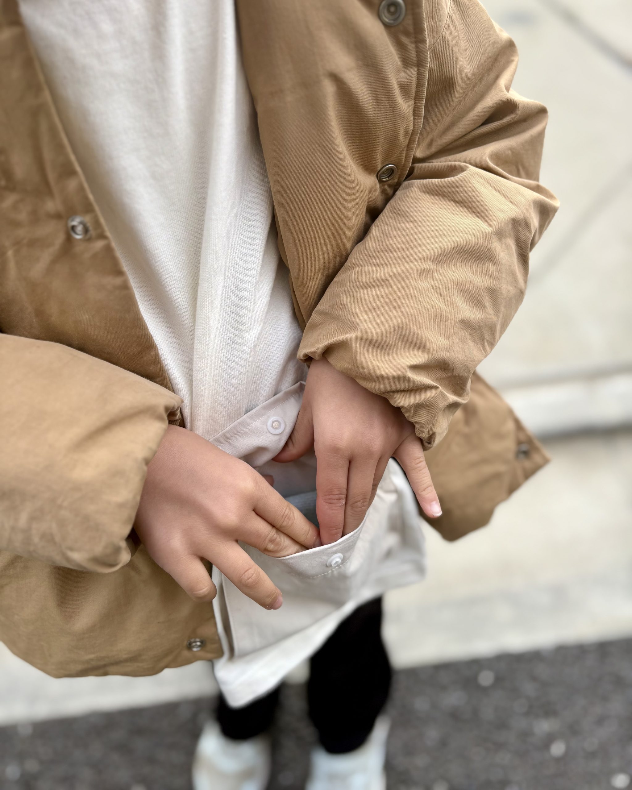 無印良品 キッズ 見守りポケット付きクルーネック半袖Tシャツ オフホワイト