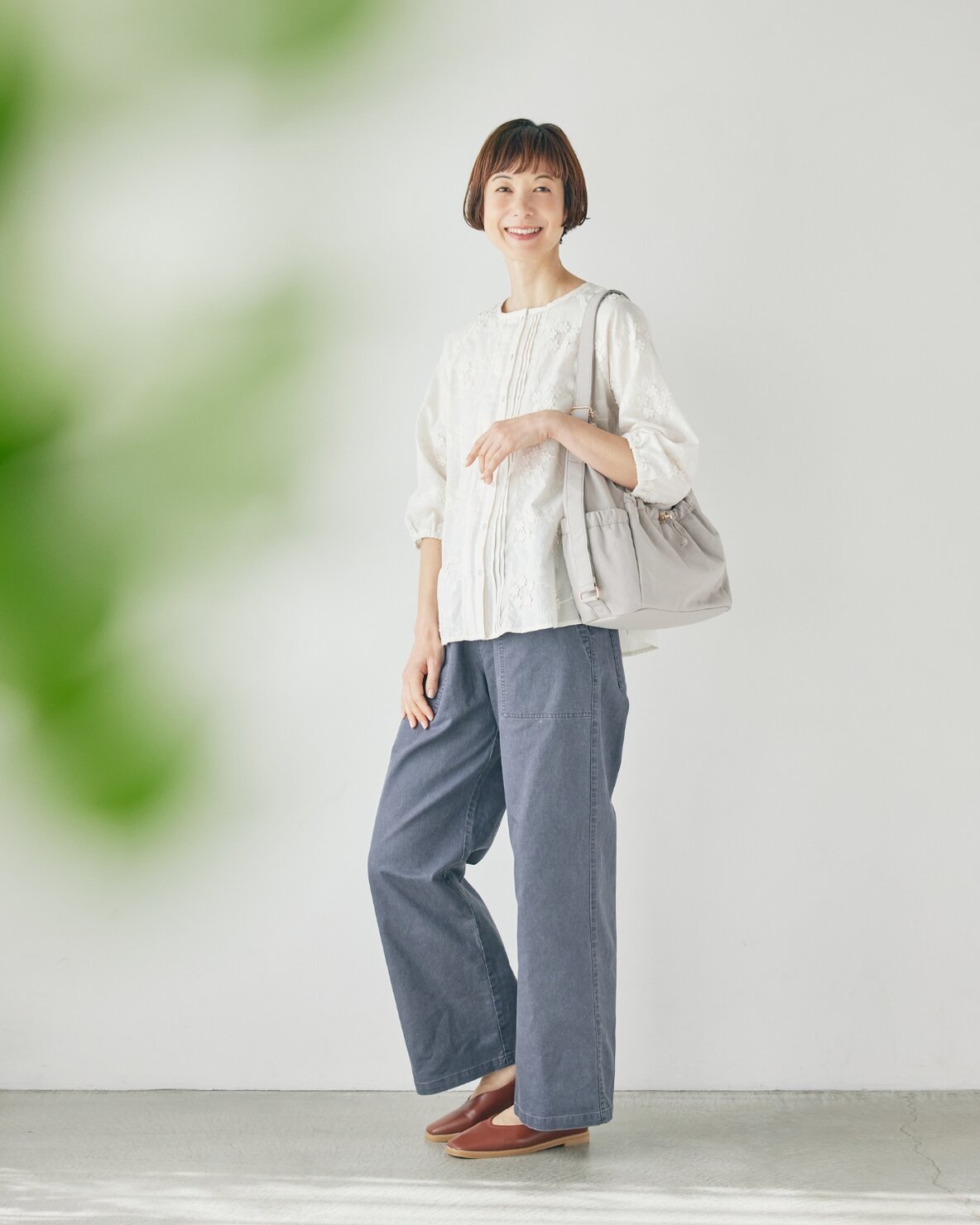 しまむら シーズンリーズンの7分袖ブラウス¥2,420で細見え!40代のきれいめコーディネートに