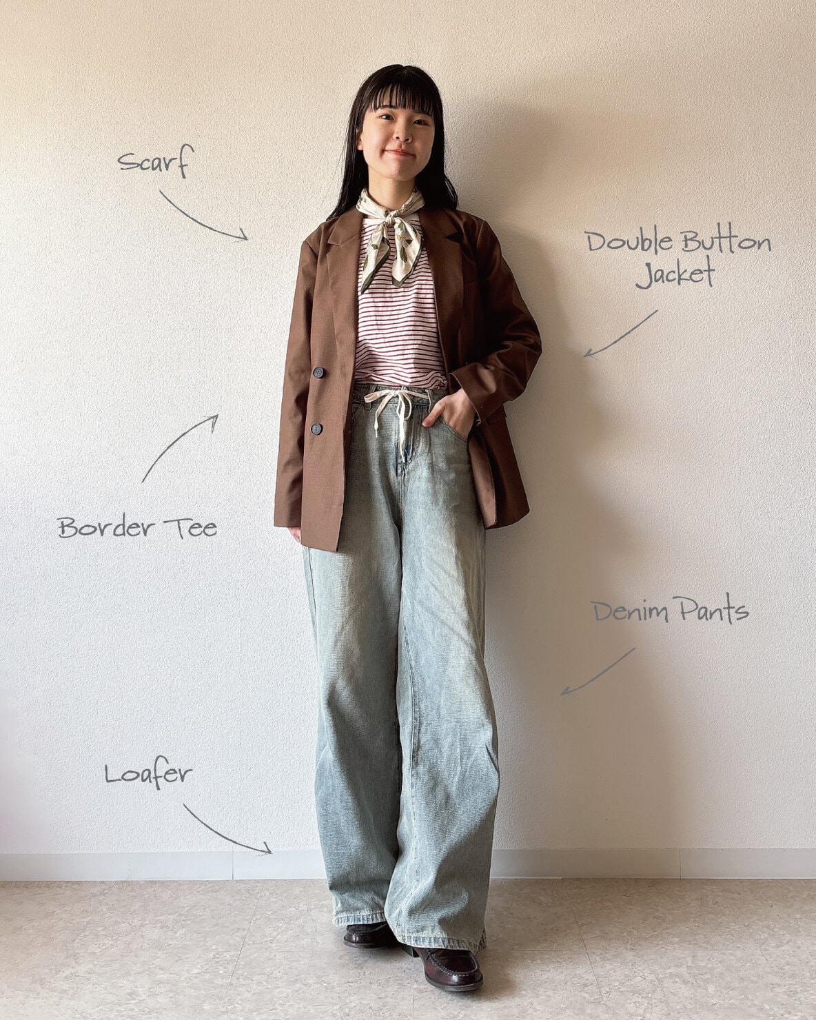 ユニクロのボーダーTでジャケットコーディネート