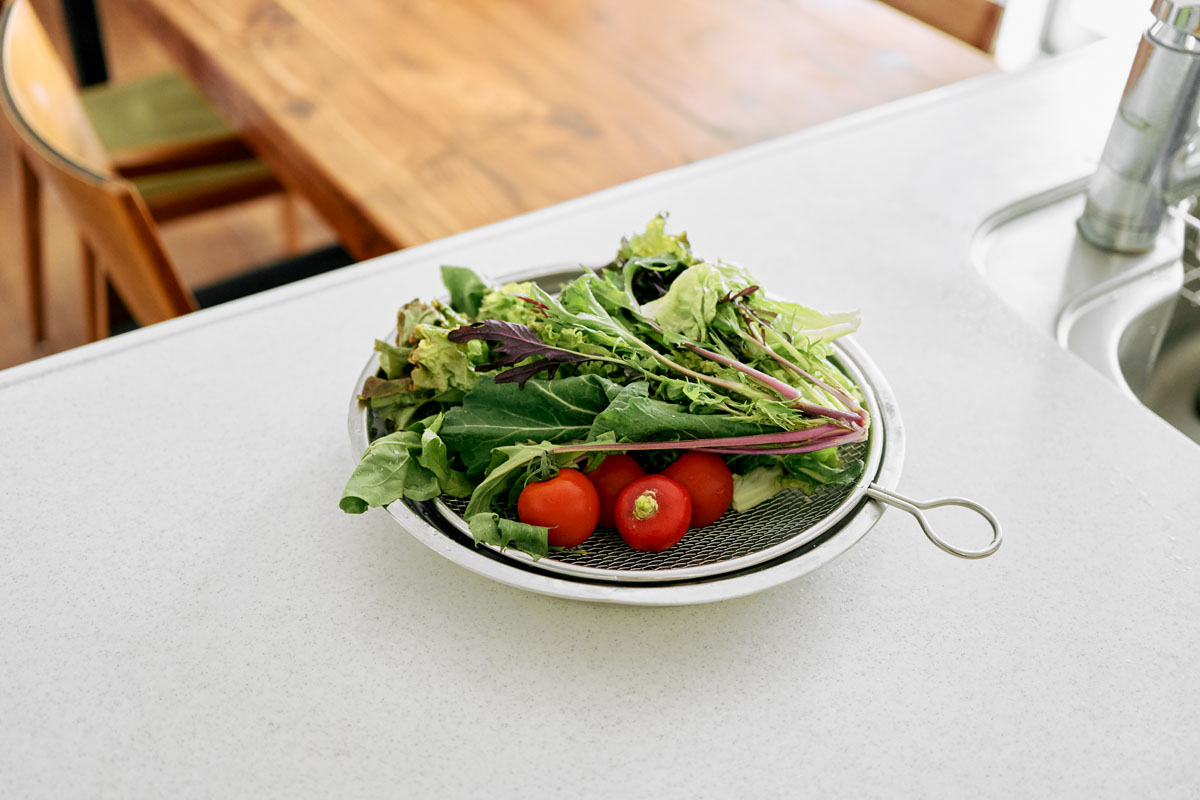 平たくて使いやすい、カンダ 「kan リング付盆ザル」