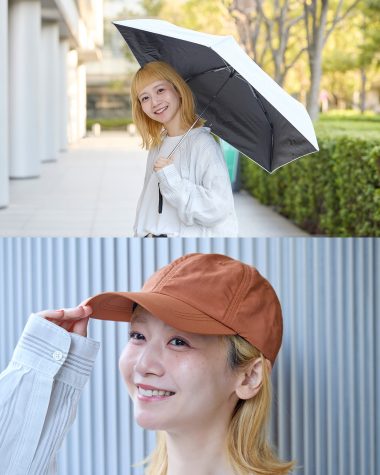 三戸なつめさんがお試しする無印良品の新作日傘と帽子