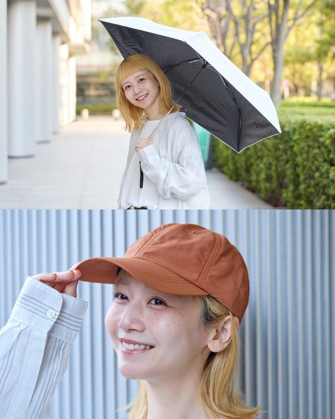三戸なつめさんがお試しする無印良品の新作日傘と帽子